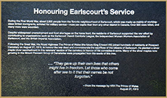 Honouring Earlscourt - Bronze plaque commemorating the service of the citizens of Earlscourt during World War I.