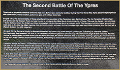 The Second Battle of Ypres - bronze plaque detailing the second battle of Ypres.
