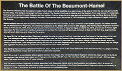 The Battle of Beaumont-Hamel - bronze plaque detailing the Battle of Beaumont-Hamel.
